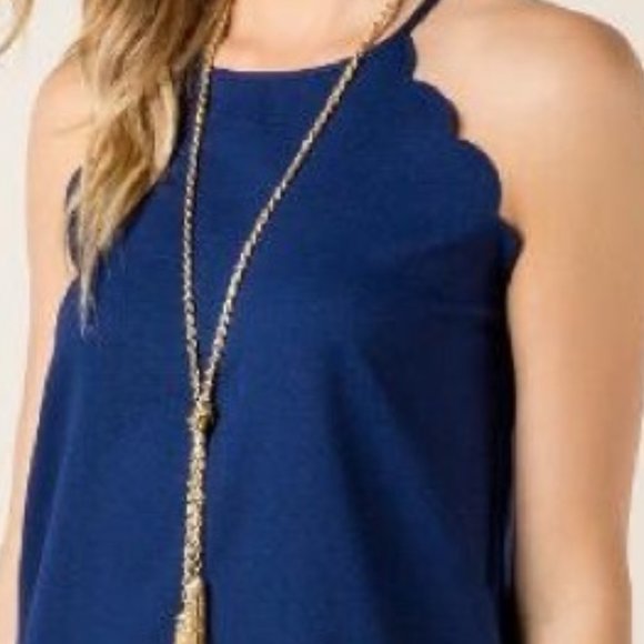 Blue Scalloped Halter Top - Size S - Picture 5 of 6